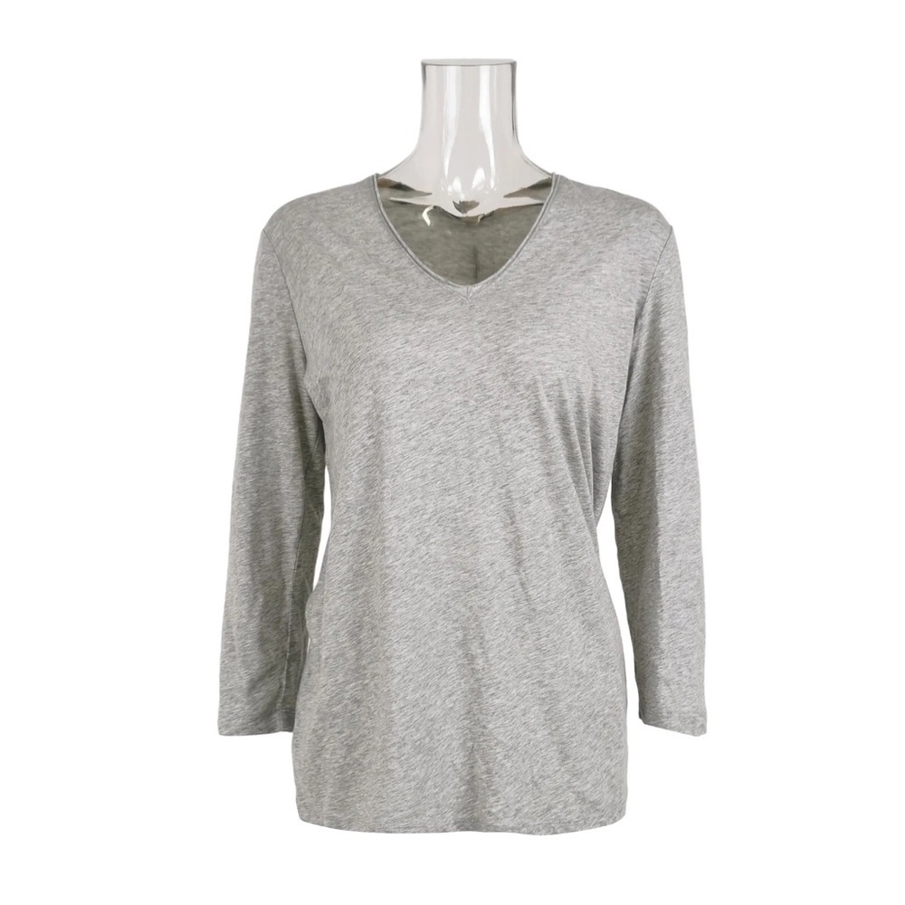 Burberry Light Gray V-Neck Long Sleeve Tee Medium